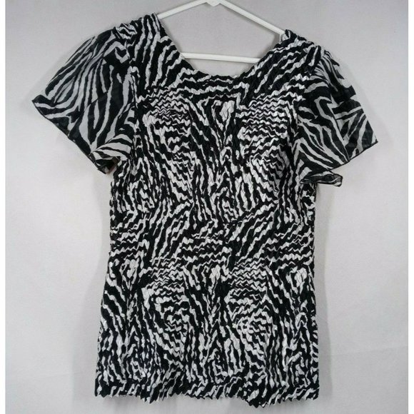 Cato Woman Rouched Blouse With Black & White Zebra Design Size 18/20W - Picture 2 of 4